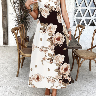 Indigos - Boho Chic Floral V-Neck Maxi Dress