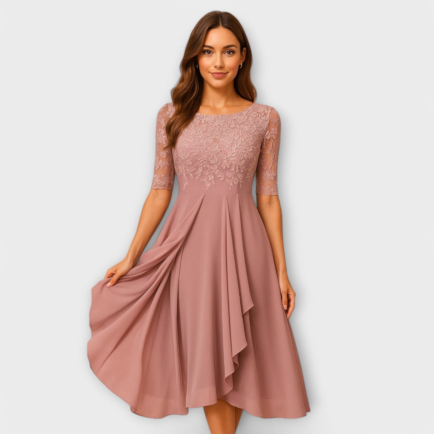 Martha™ | Midi Dress With Lace Sleeve
