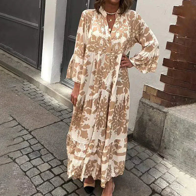 Philina - Flare Sleeve Boho Maxi Dress