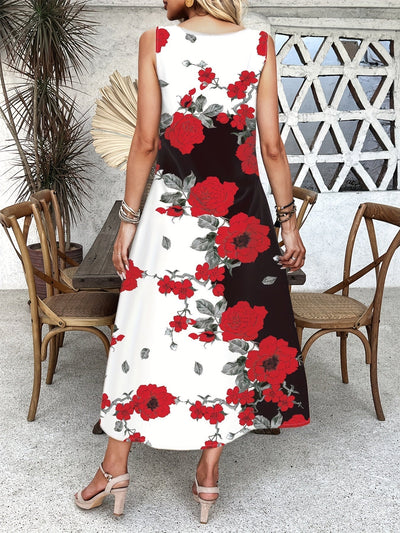Indigos - Boho Chic Floral V-Neck Maxi Dress
