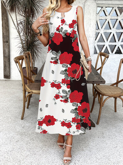 Indigos - Boho Chic Floral V-Neck Maxi Dress