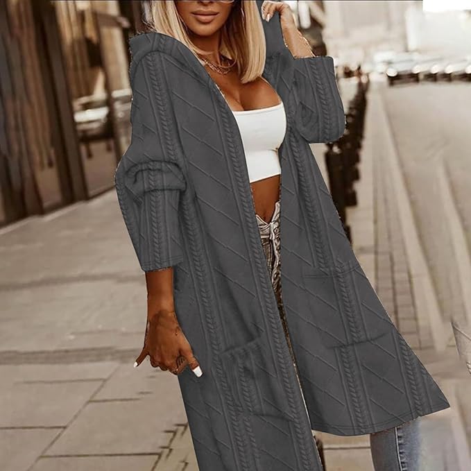 Cytheria™ | Long-Sleeved Cable-Knit Hooded Cardigan