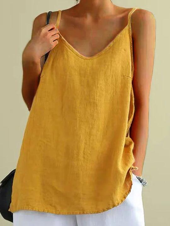 Janice™ | Spaghetti Strap Summer Linen Top