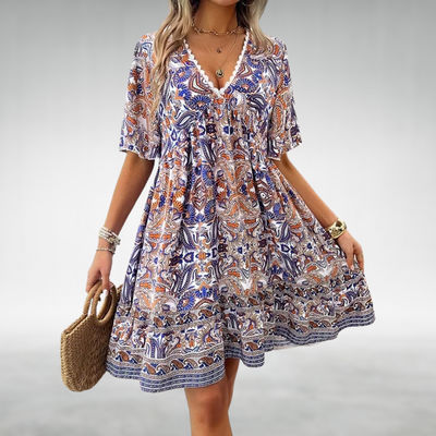 Savannah | Bohemian Paisley Print V Neck Summer Dress