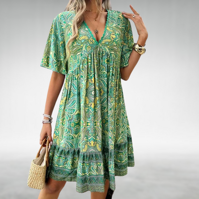Savannah | Bohemian Paisley Print V Neck Summer Dress