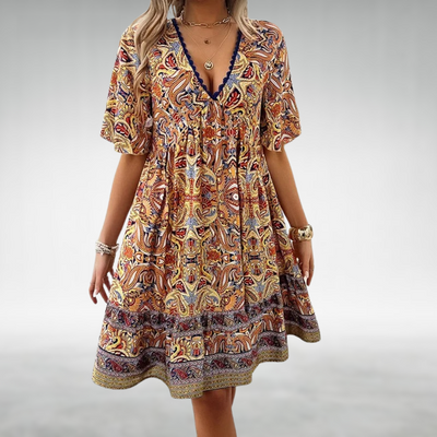 Savannah | Bohemian Paisley Print V Neck Summer Dress