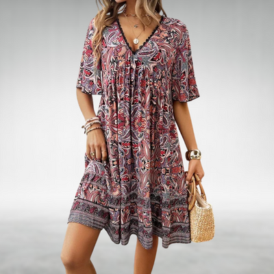 Savannah | Bohemian Paisley Print V Neck Summer Dress