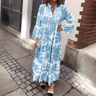 Philina - Flare Sleeve Boho Maxi Dress