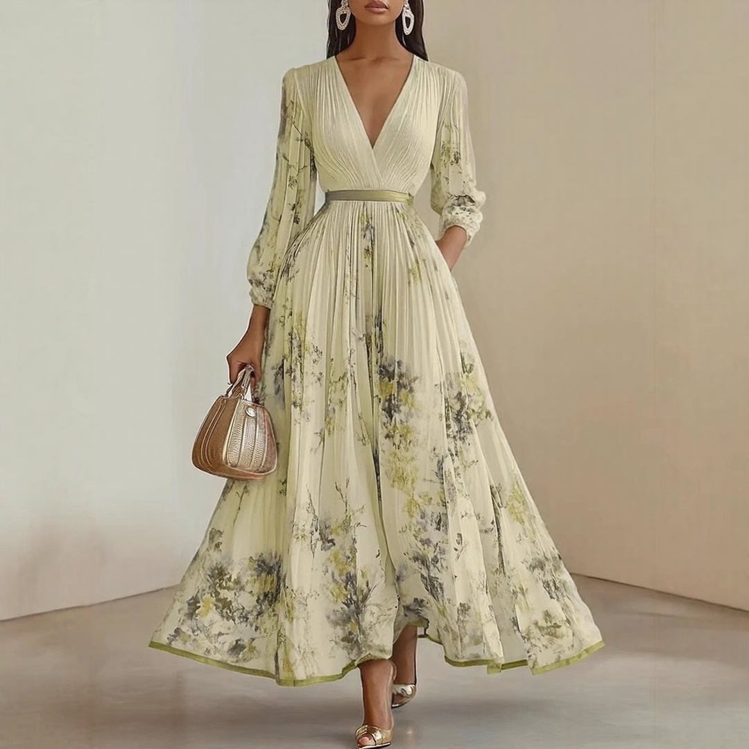 Roma™ | Elegant Pleated Maxi Dress