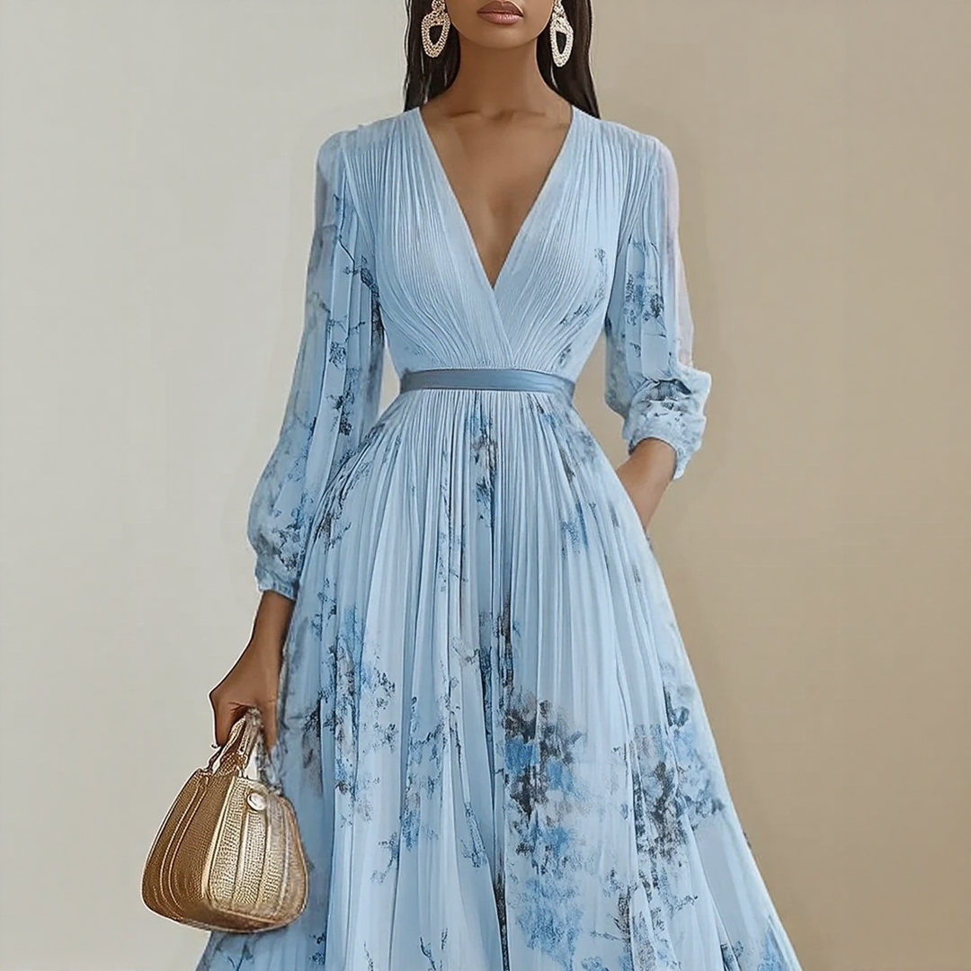 Roma™ | Elegant Pleated Maxi Dress