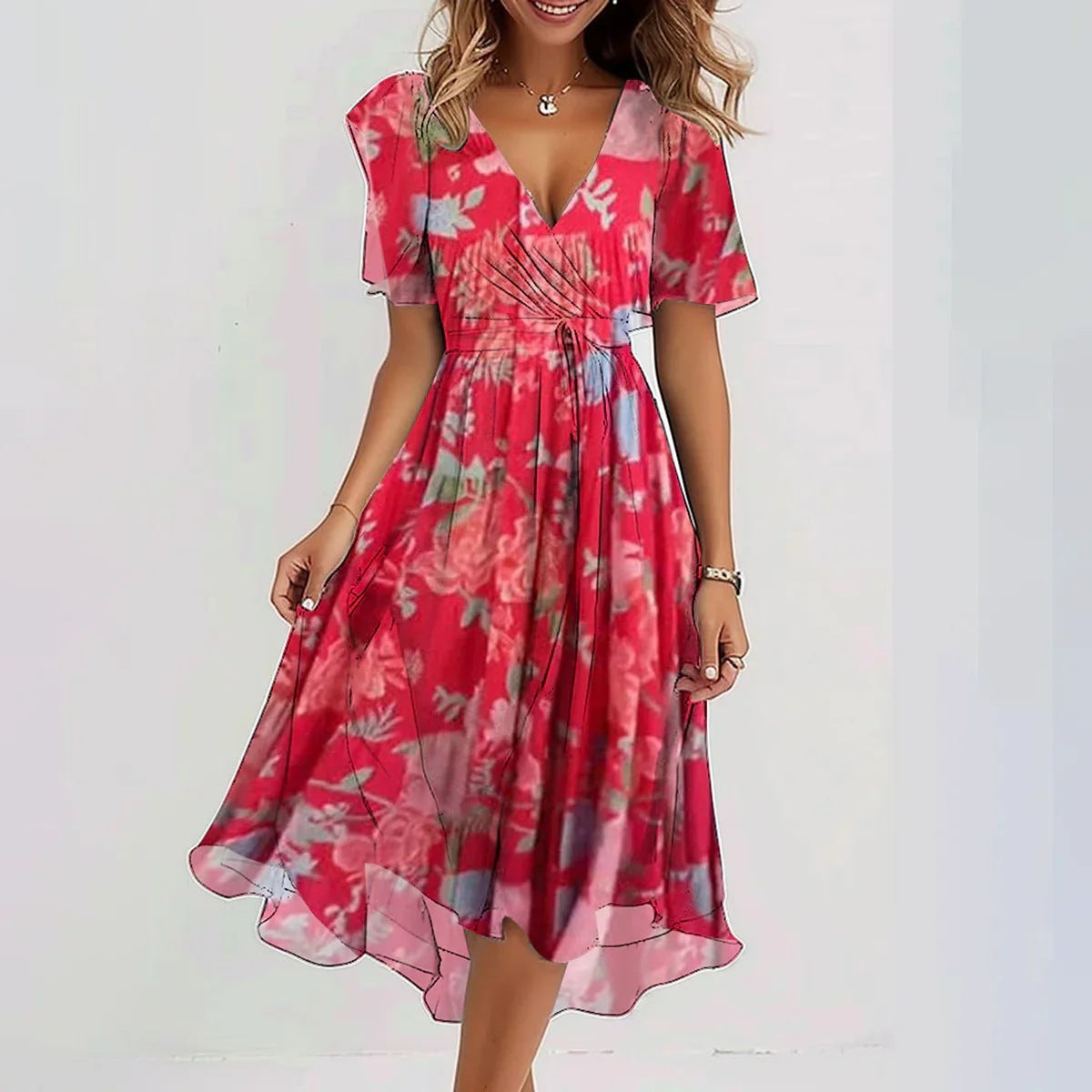 Luna | Elegant Short Sleeve Dress
