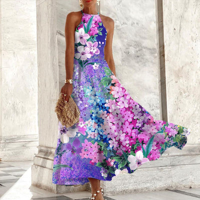 Ayleen - Halter Neck Long Floral Dress