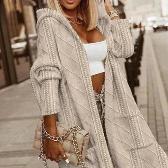 Cytheria™ | Long-Sleeved Cable-Knit Hooded Cardigan