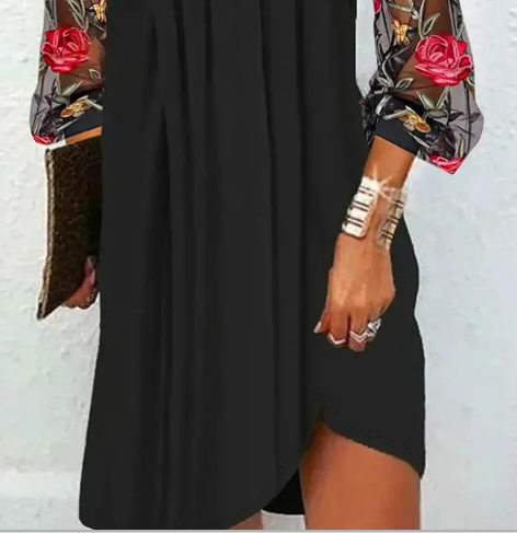 Kenza™ | Elegant Mini Dress with V-neck and Sheer Sleeves